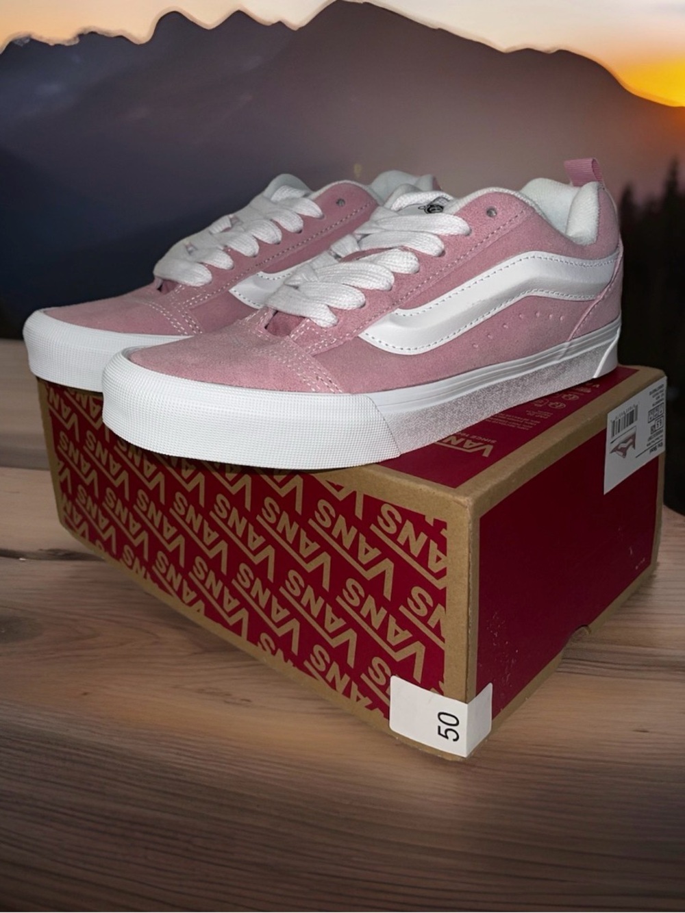 Vans Knu Skool Pink Dawn/True White Skateboarding Shoes Youth US 6.5/Women 7.5-8